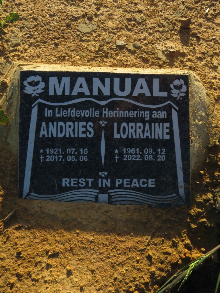 MANUAL Andries 1921-2017 & Lorraine 1961-2022