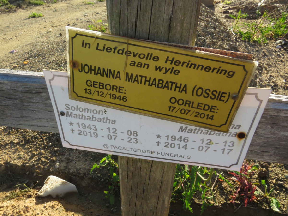 MATHABATHA Solomon 1943-2019 & Johanna 1946-2014
