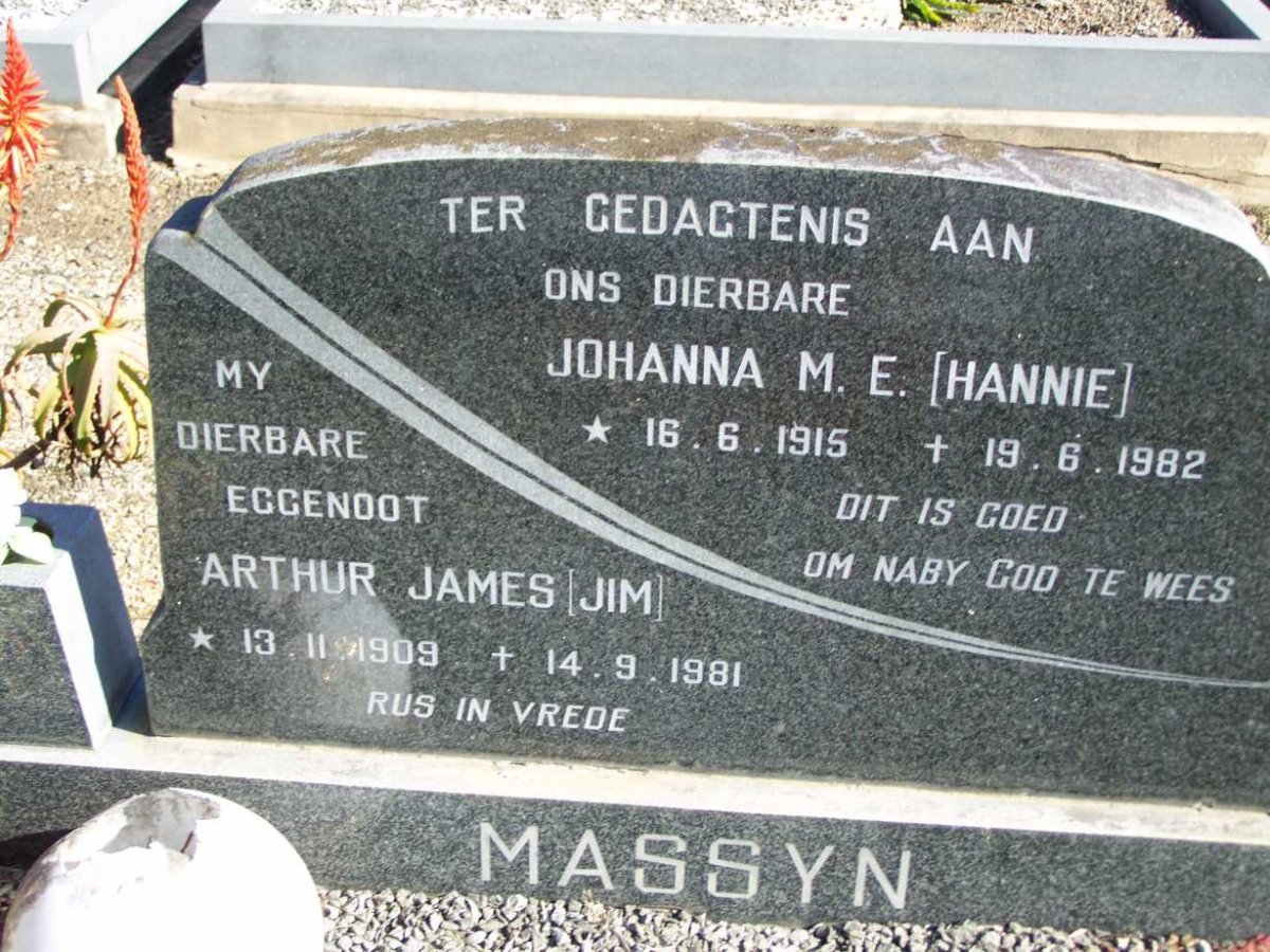 MASSYN Arthur James 1909-1981 &amp; Johanna M.E. 1915-1982