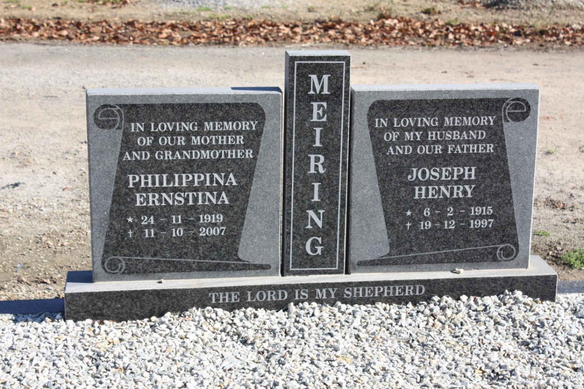 MEIRING Joseph Henry 1915-1997 &amp; Philippina Ernstina 1919-2007