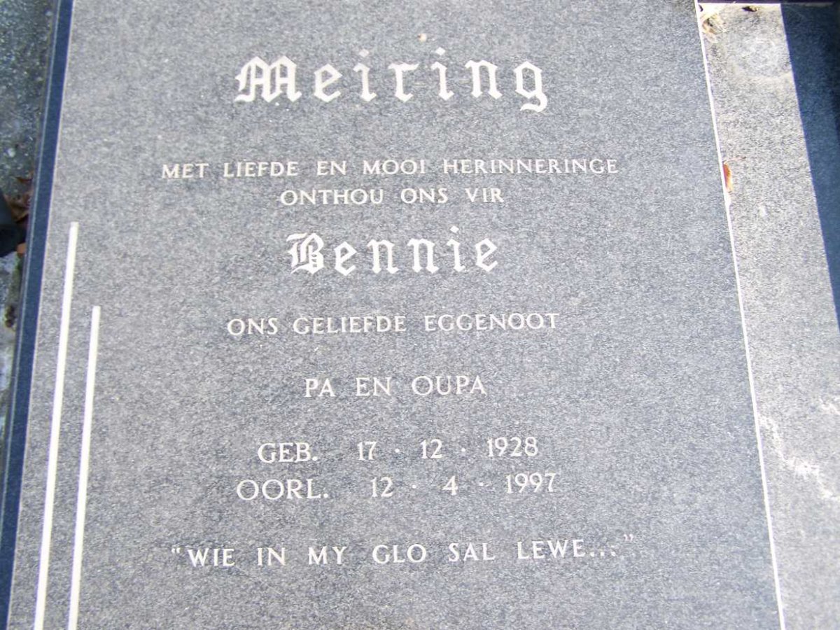 MEIRING Bennie 1928-1997