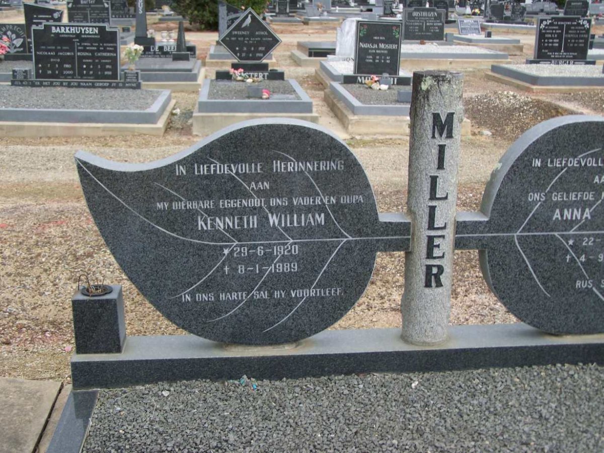 MILLER Kenneth William 1920-1989 &amp; Anna Jacoba 1921-1997