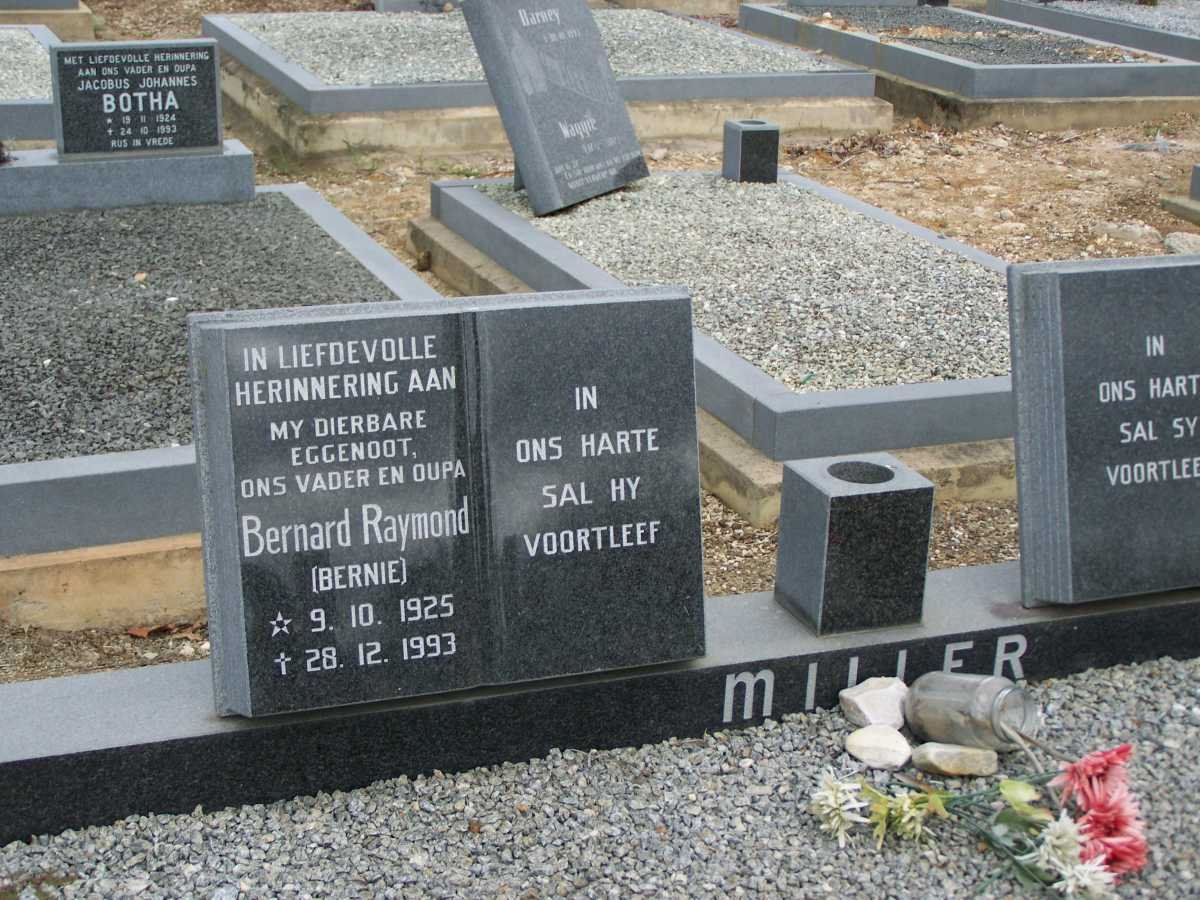 MILLER Bernard Raymond 1925-1993 &amp; Doreen PIENAAR 1928-1999