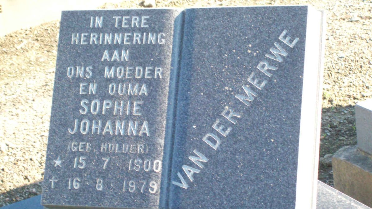 MERWE Sophie Johanna, van der  nee HOLDER 1900-1979