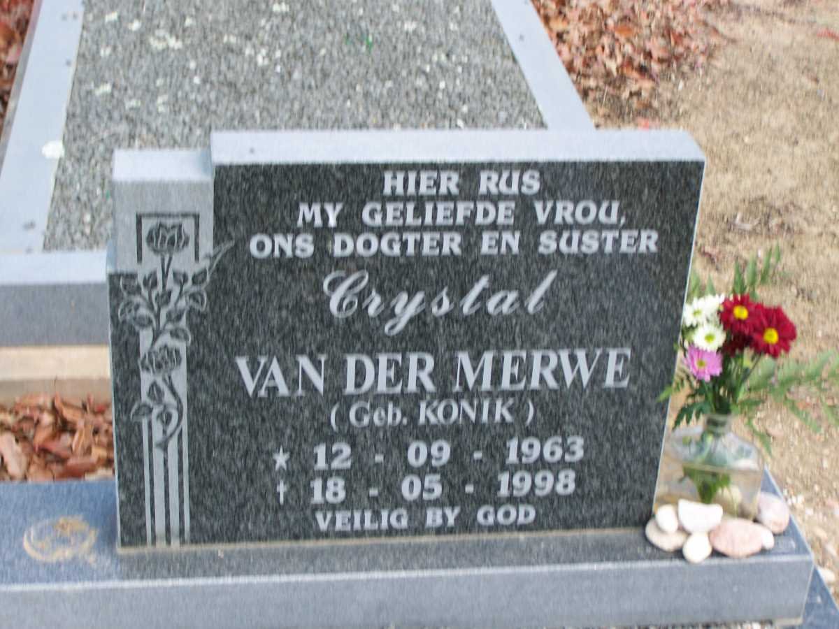 MERWE Crystal, van der nee KONIK 1963-1998