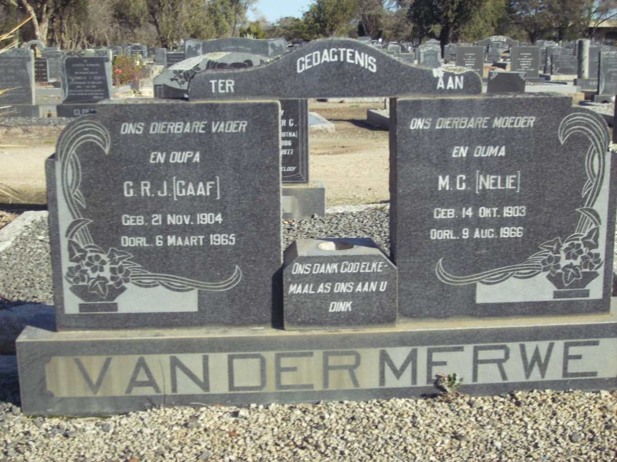MERWE G.R.J., van der 1904-1965 &amp; M.C. 1903-1966