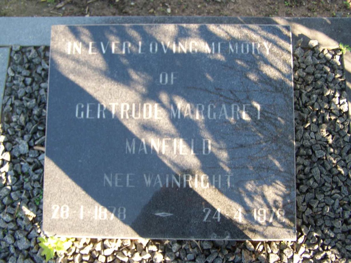 MANFIELD Gertrude Margaret nee WAINRIGHT 1878-1978