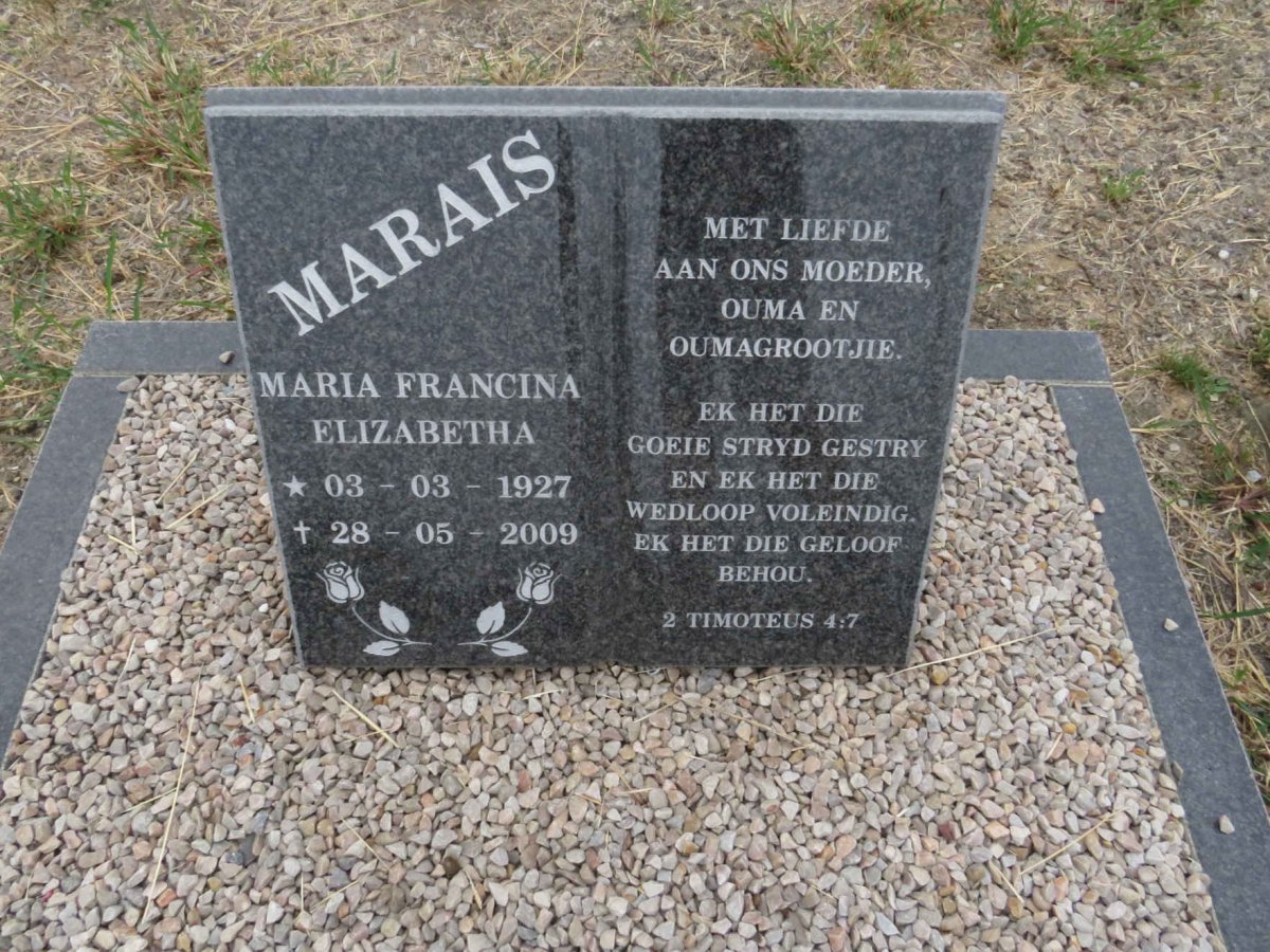 MARAIS Maria Francina Elizabetha 1927-2009