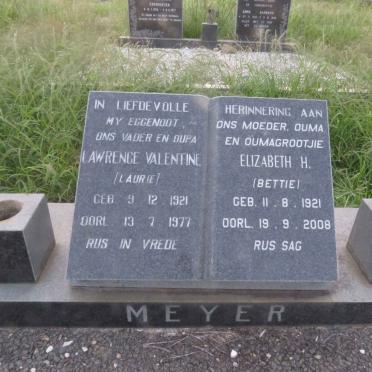 MEYER Lawrence Valentine 1921-1977  & Elizabeth H. 1921-2008
