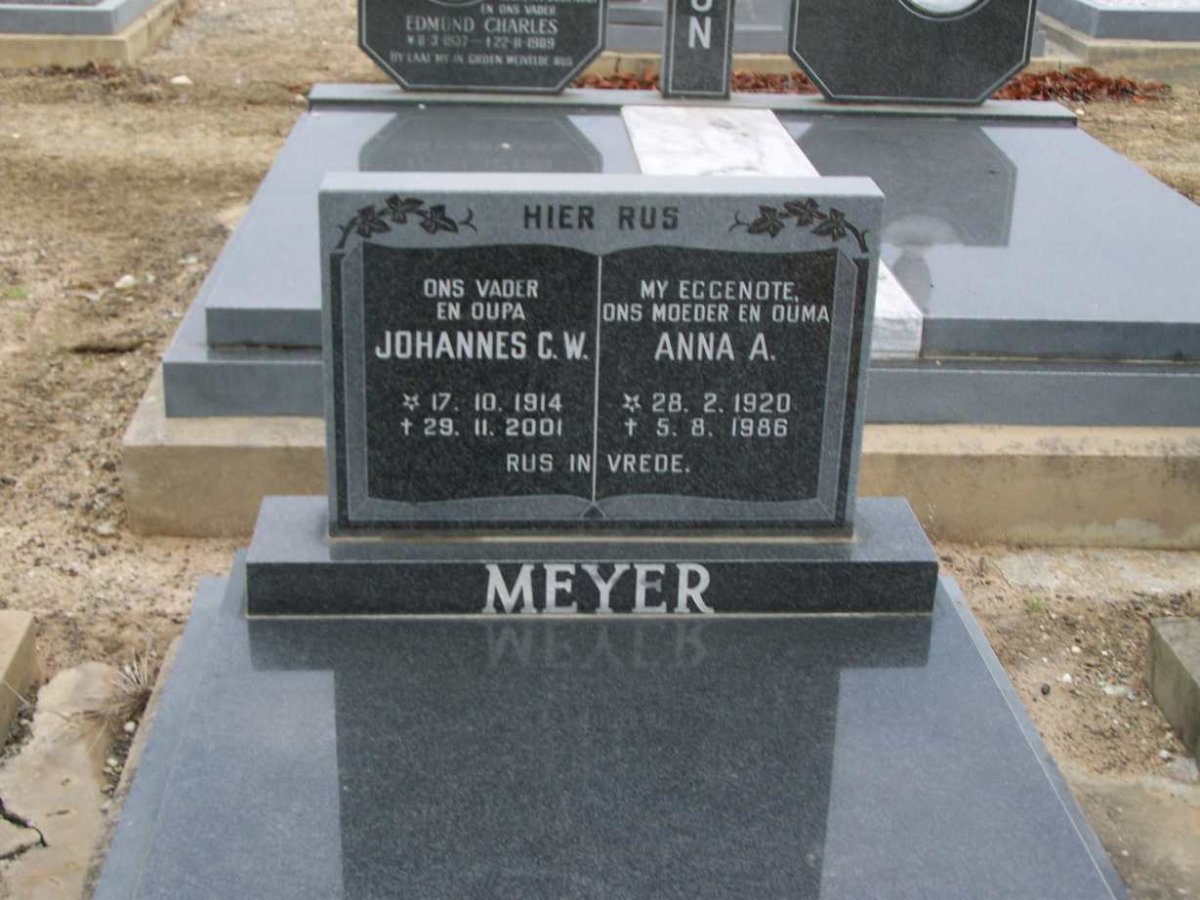 MEYER Johannes C.W. 1914-2001 &amp; Anna A. 1920-1986