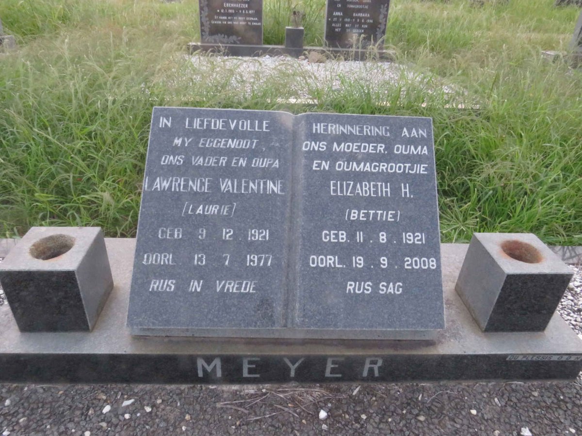 MEYER Lawrence Valentine 1921-1977  & Elizabeth H. 1921-2008