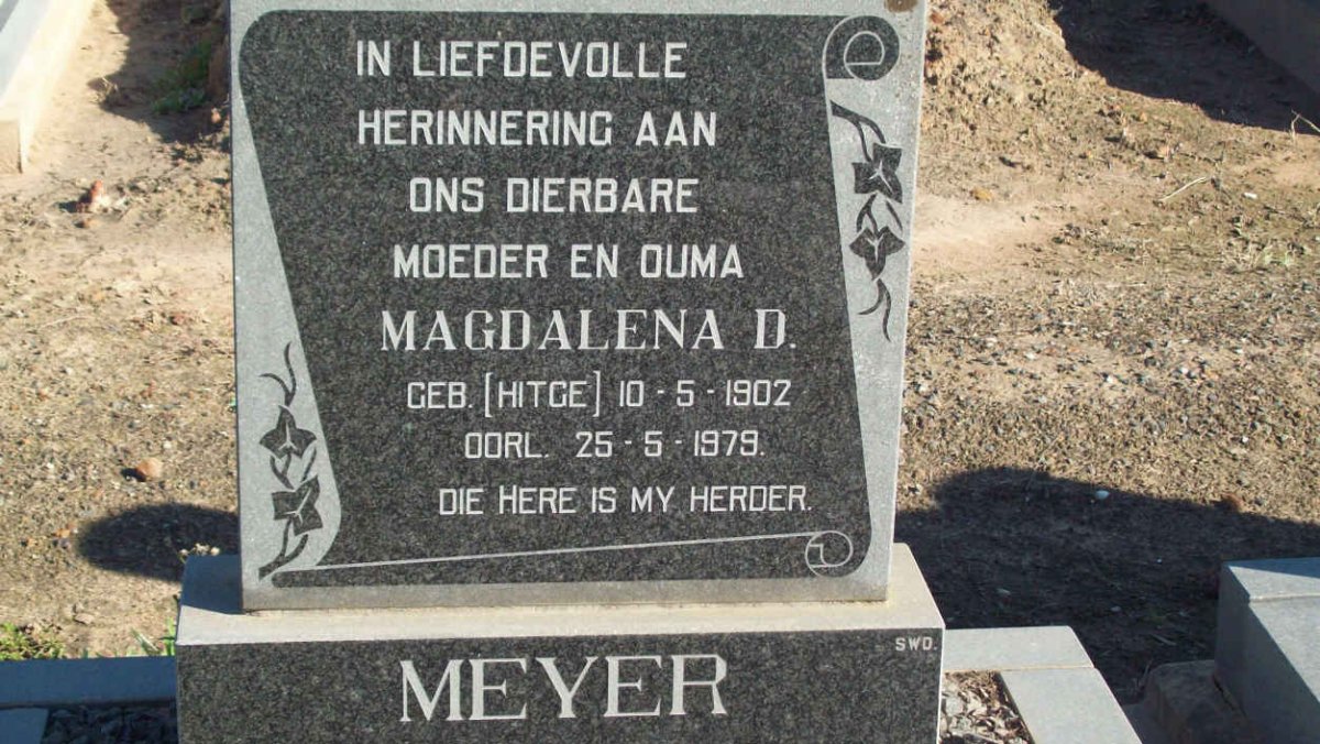 MEYER Magdalena D. nee HITGE 1902-1979