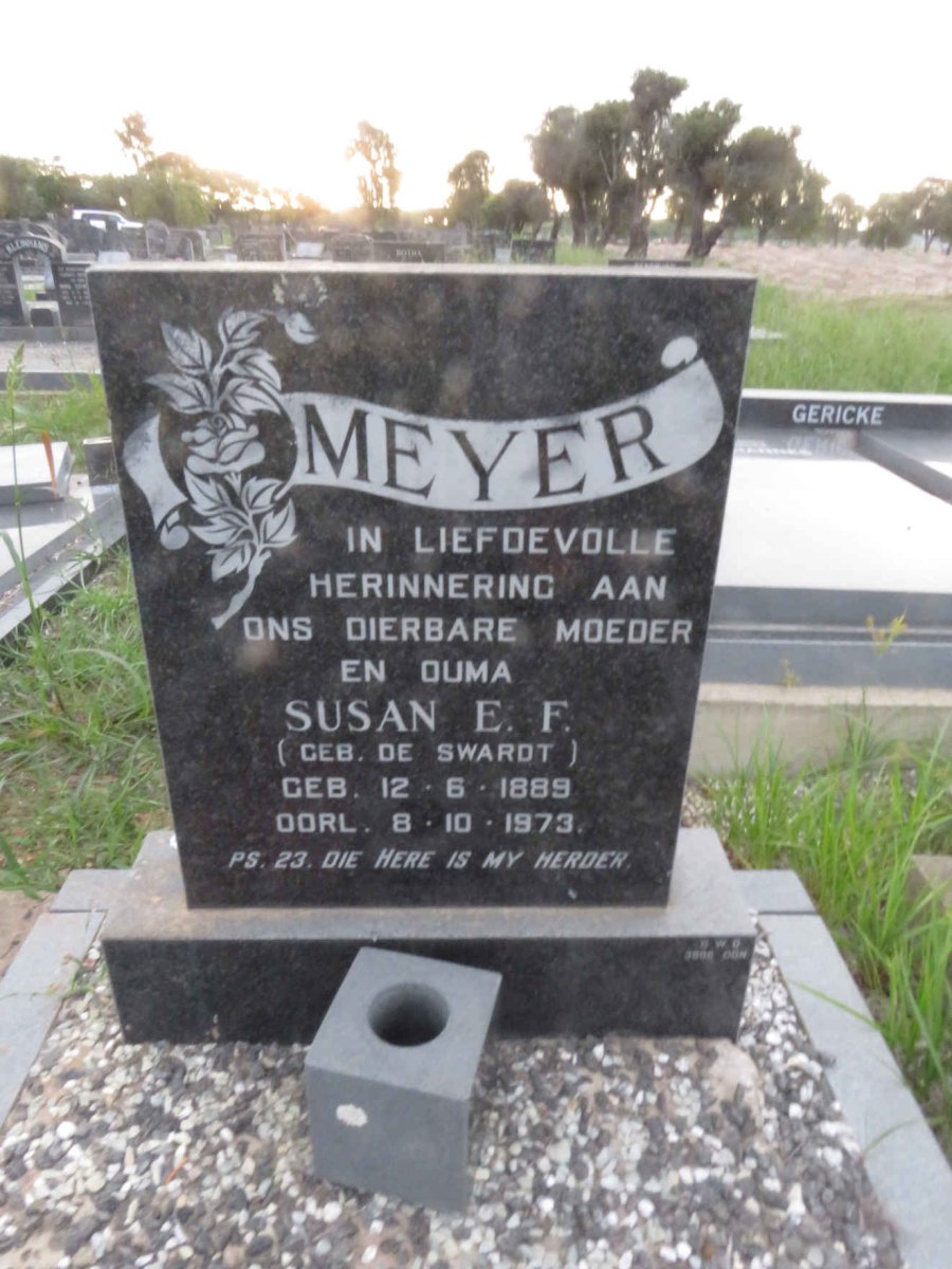 MEYER Susan E.F. nee DE SWARDT 1889-1973