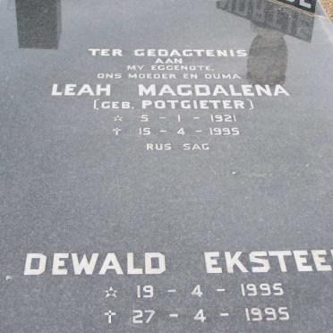 NORTJE Leah Magdalena nee POTGIETER 1921-1995 :: NORTJE Dewald Eksteen 1995-1995