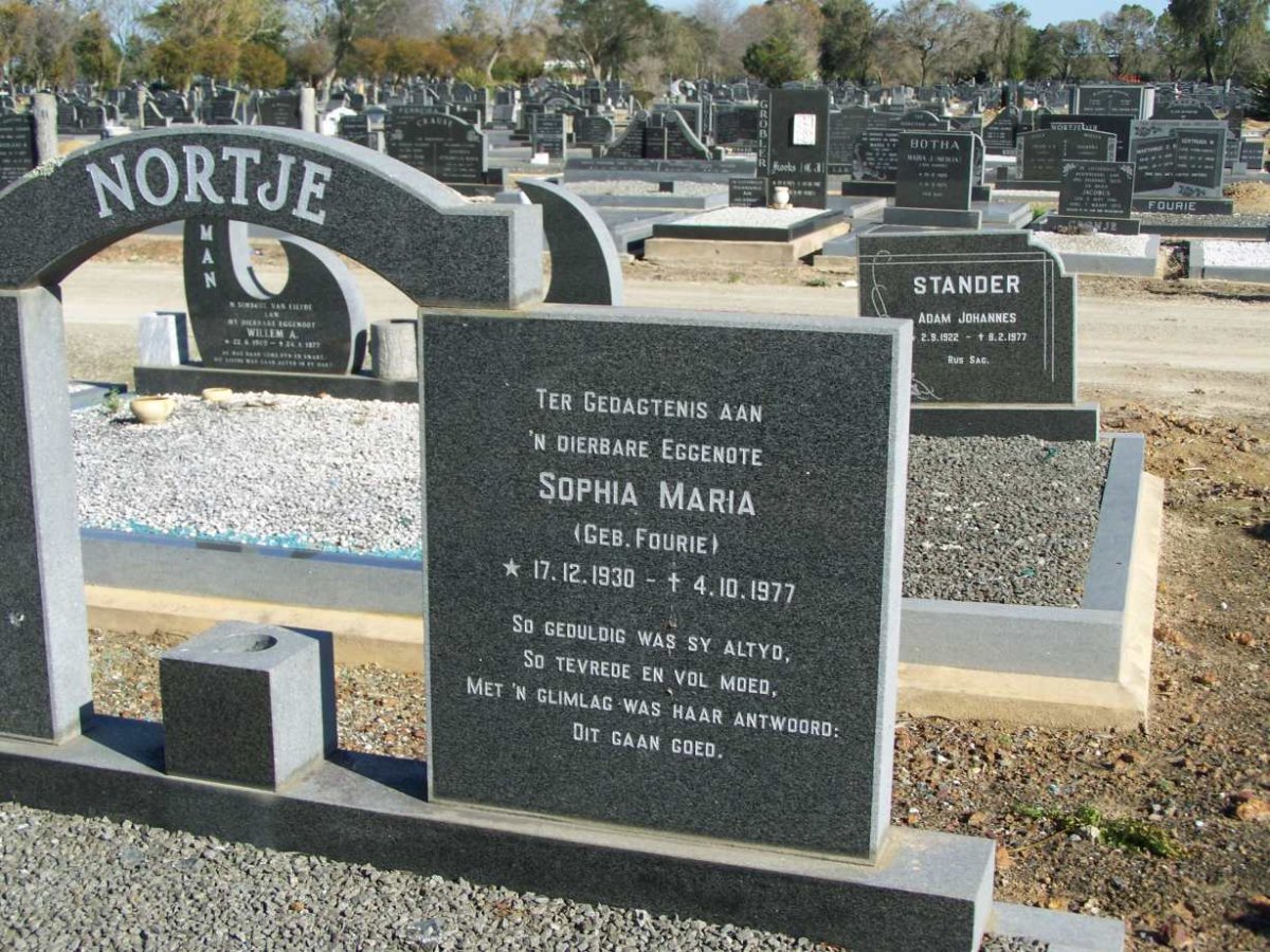 NORTJE Sophia Maria nee FOURIE 1930-1977 :: NORTJE Martha Catharina nee DE RIDDER 1945-1997