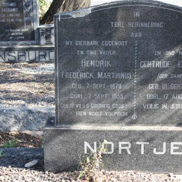 NORTJE Hendrik Frederick Marthinus 1879-1959 &amp; Gertrude Elizabeth CAMPHER 1891-1976