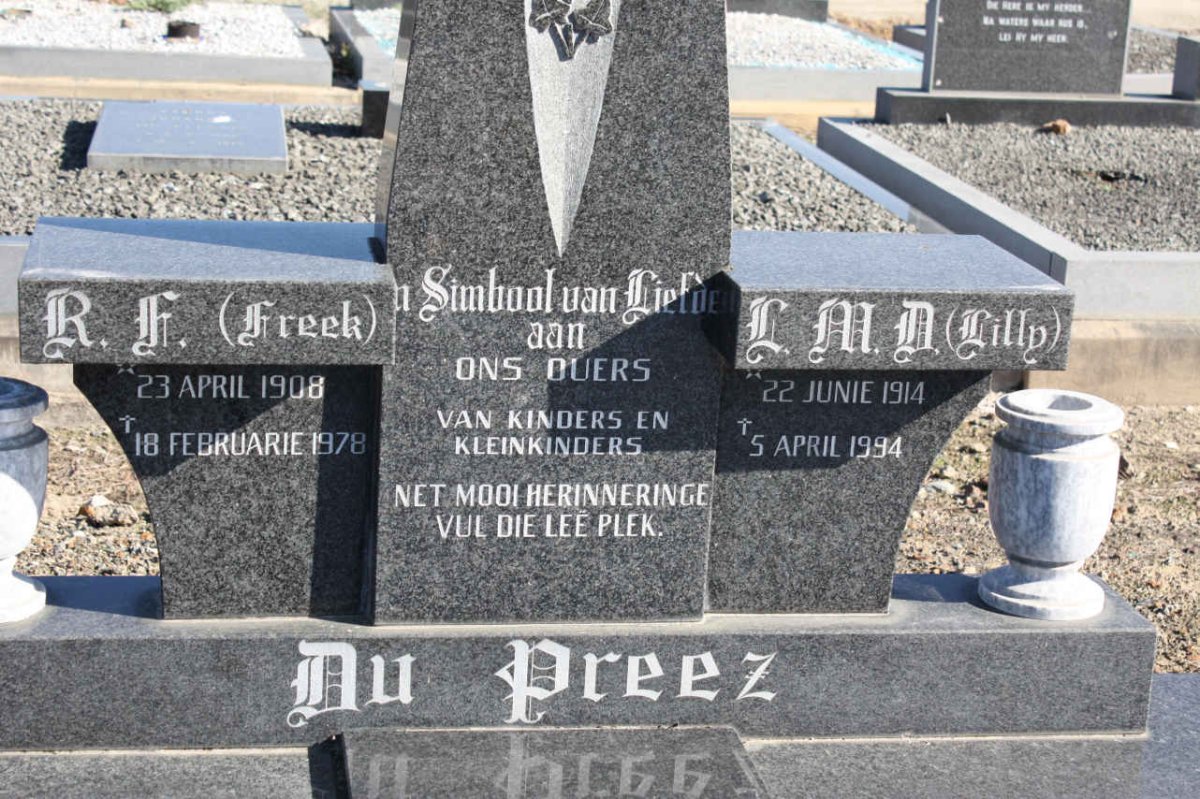 PREEZ R.F., du 1908-1978 &amp; L.M.N. 1914-1994