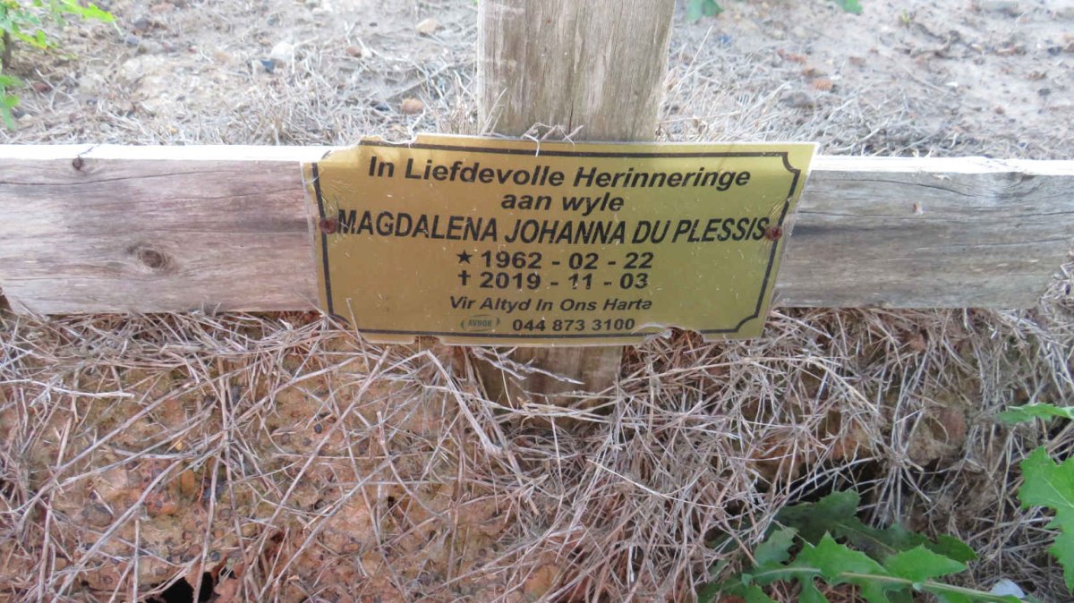 PLESSIS Magdalena Johanna, du 1962-2019