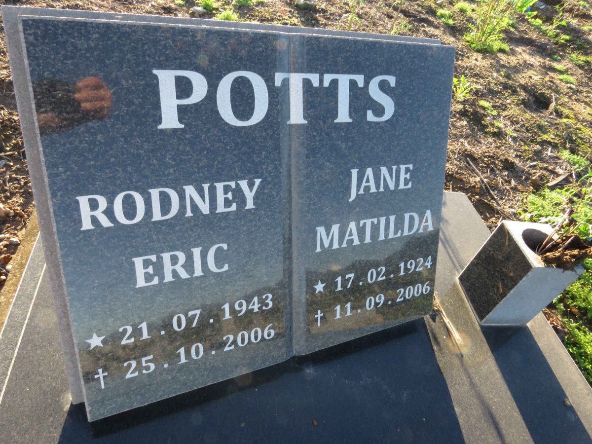 POTTS Jane Matilda 1924-2006 :: POTTS Rodney Eric 1943-2006
