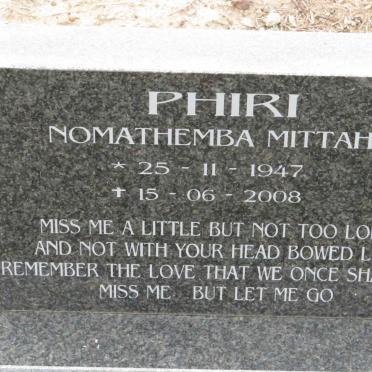 PHIRI Nomathemba Mittah 1947-2008