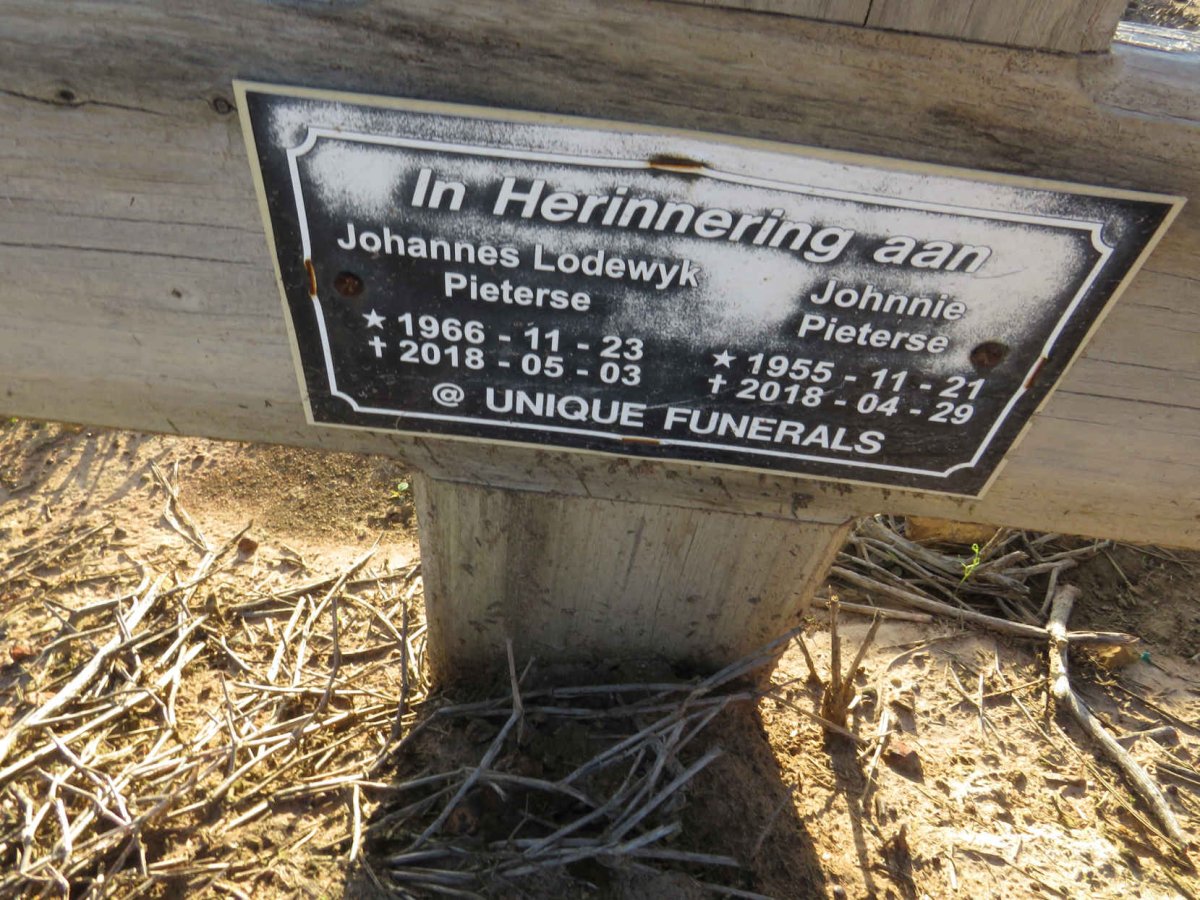 PIETERSE Johnnie 1955-2018 :: PIETERSE Johannes Lodewyk 1966-2018