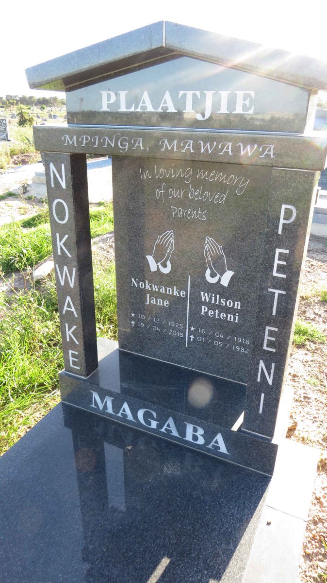 PLAATJIE Nokwanke Jane 1925-2015 : : PLAATJIE Wilson Peteni 1918-1982