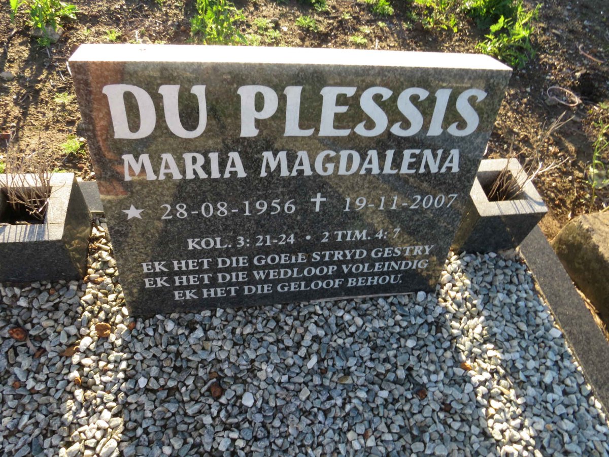 PLESSIS Maria Magdalena, du 1956-2007
