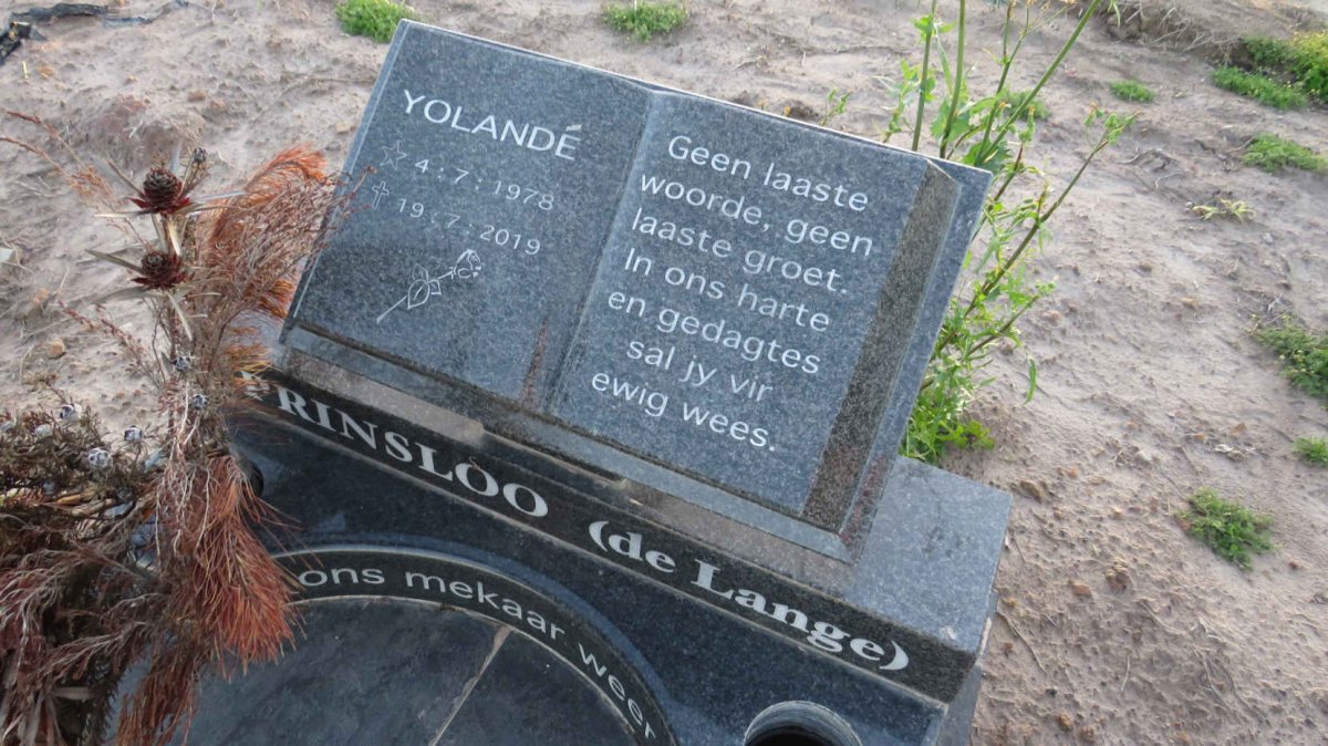 PRINSLOO Yolande nee DE LANGE 1978-2019