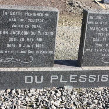PLESSIS John Jackson, du 1881-1965 &amp; Margaretha Alletha VAN GREUNEN 1898-1961