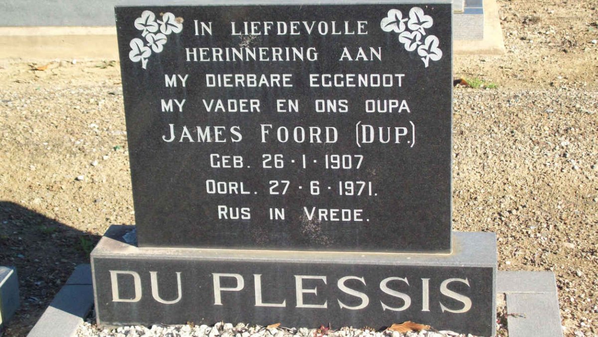 PLESSIS James Foord, du 1907-1971