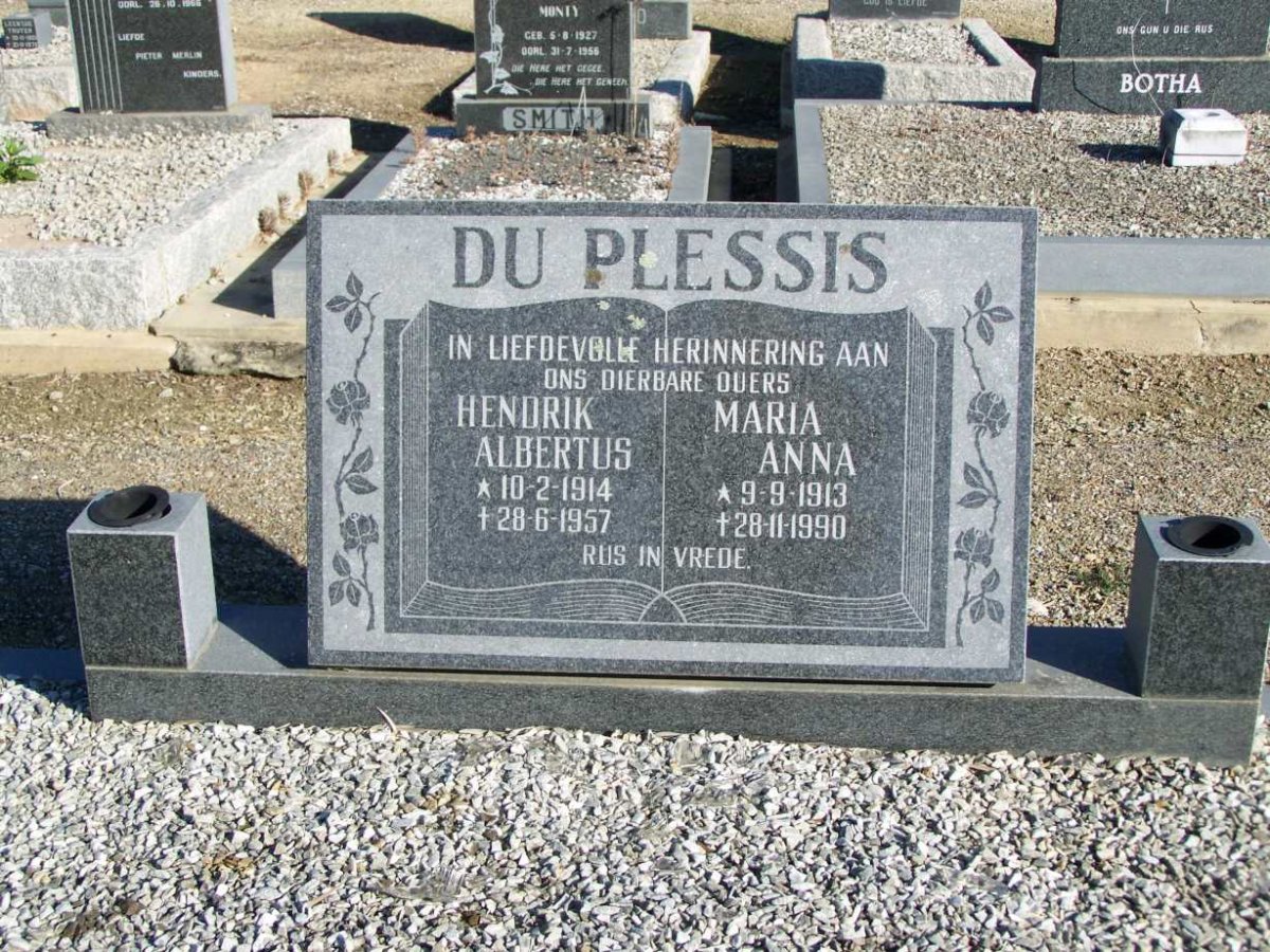 PLESSIS Hendrik Albertus, Du 1914-1957 &amp; Maria Anna 1913-1990