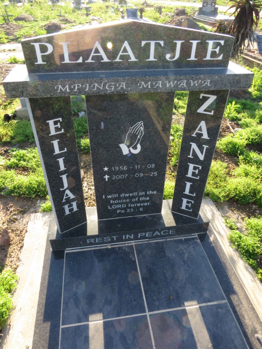 PLAATJIE Elijah Zanele 1956-2007