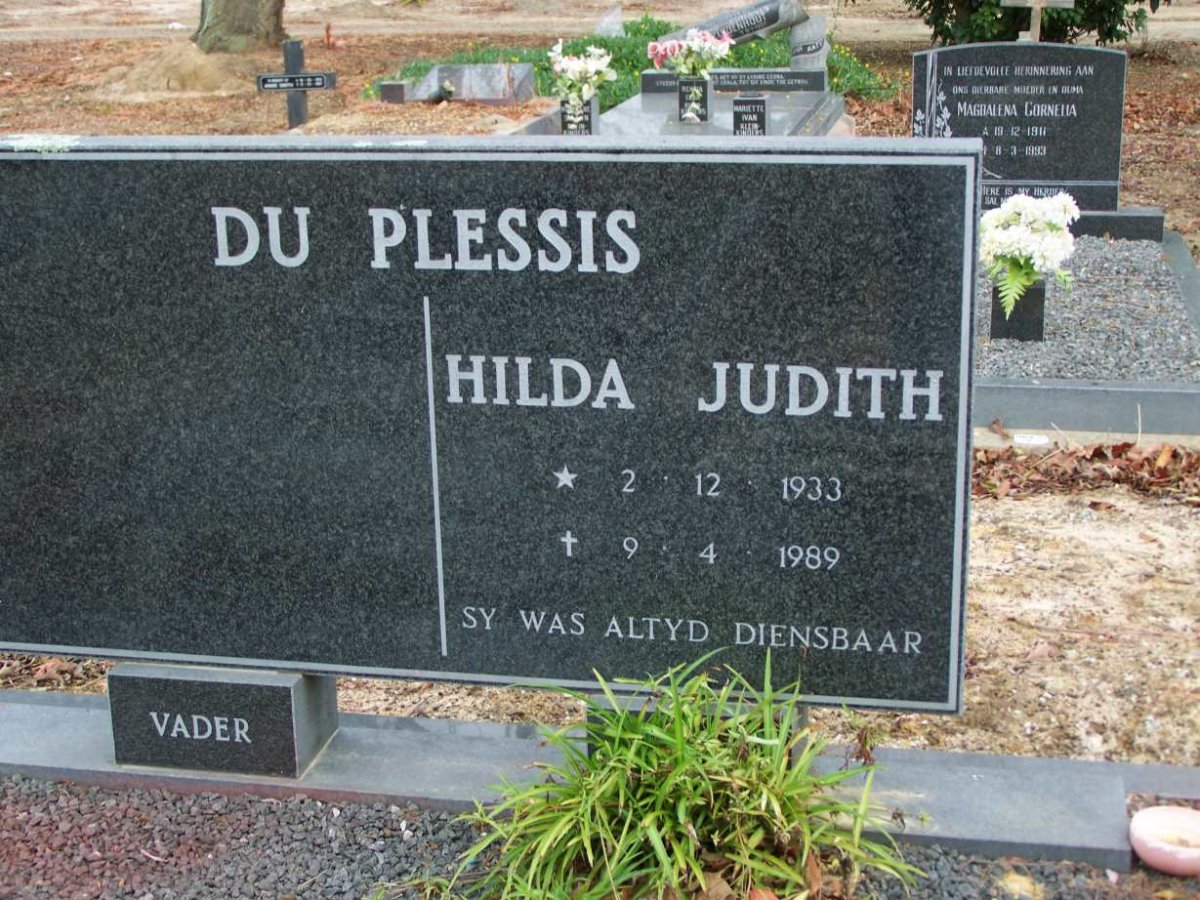 PLESSIS Hilda Judith, du 1933-1989