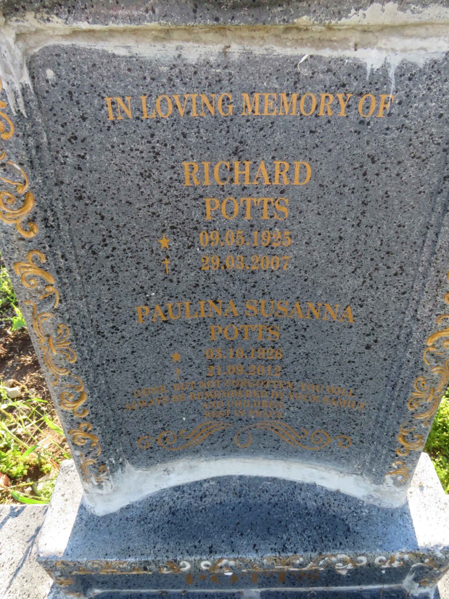POTTS Richard 1925-2007 & Paulina Susanna 1926-2012
