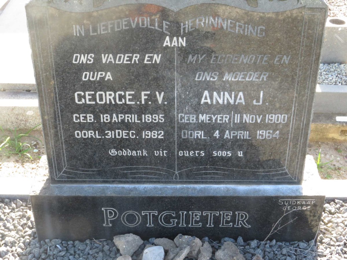 POTGIETER George F.V. 1895-1982 & Anna J. MEYER 1900-1964