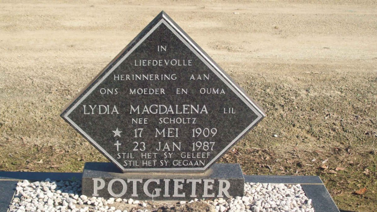 POTGIETER Lydia Magdalena nee SCHOLTZ 1909-1987