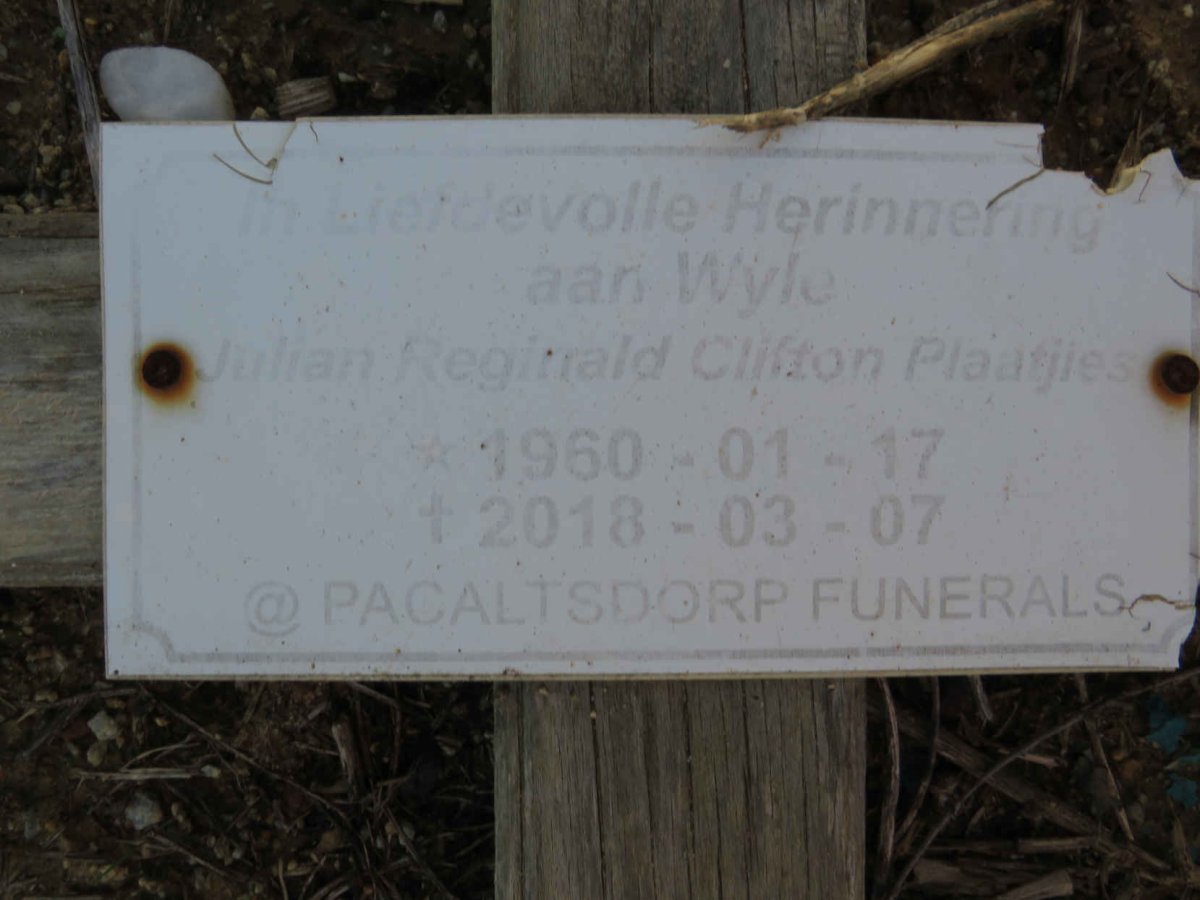 PLAATJIES Julian Reginald Clifton 1960-2018