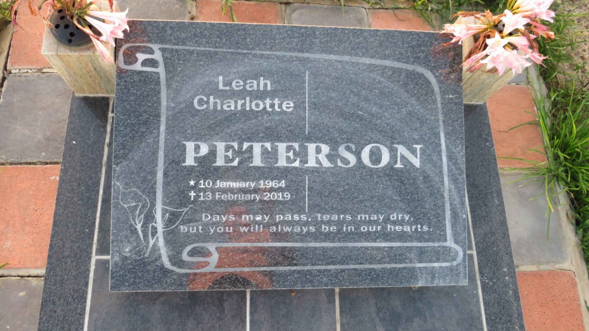 PETERSON Leah Charlotte 1964-2019