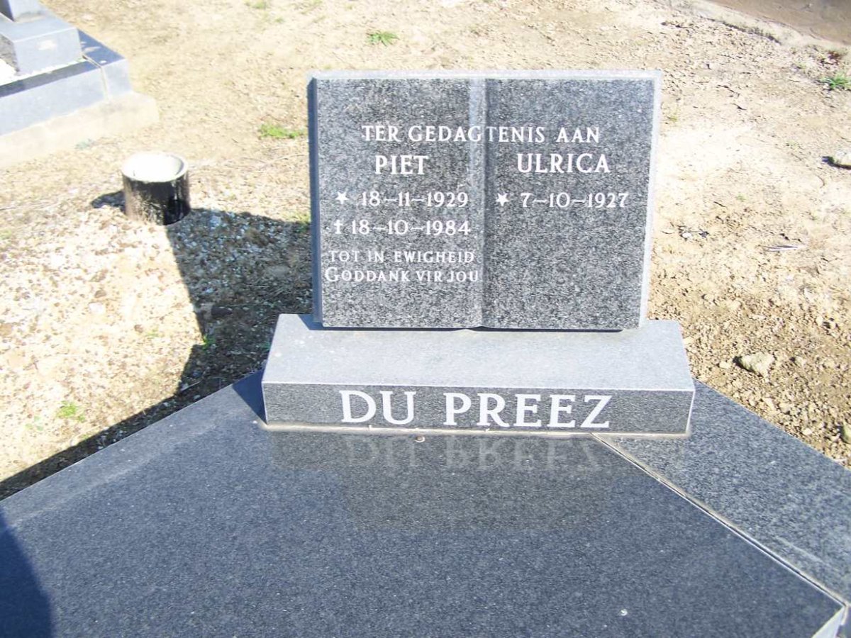 PREEZ Piet, du 1929-1984 &amp; Ulrica 1927-