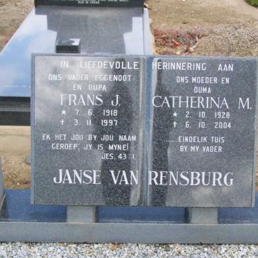 RENSBURG Frans J., Janse van 1918-1997 &amp; Catherina M. 1928-2004