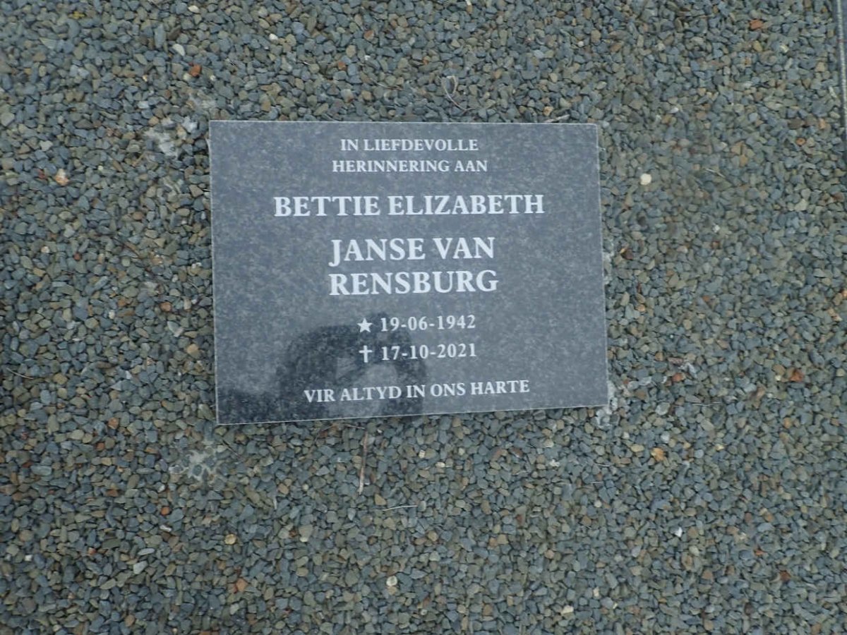 RENSBURG Bettie Elizabeth, Janse van 1942-2021