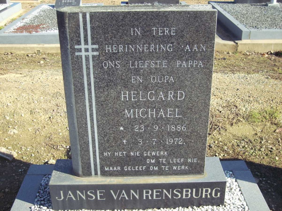 RENSBURG Helgard Michael, JANSE VAN 1886-1972