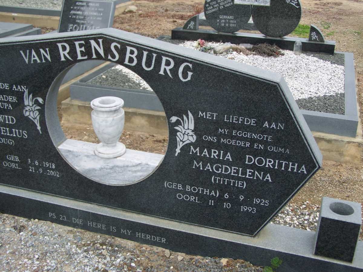 RENSBURG Dawid Cornelius, van 1918-2002 &amp; Maria Doritha Magdelena BOTHA 1925-1993 _2