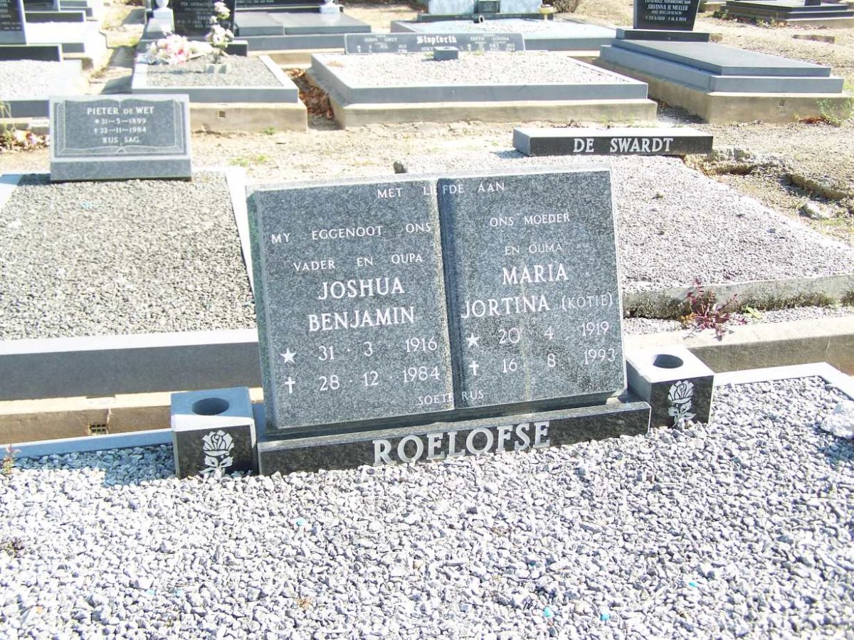 ROELOFSE Joshua Benjamin 1916-1984 &amp; Maria Jortina 1919-1993