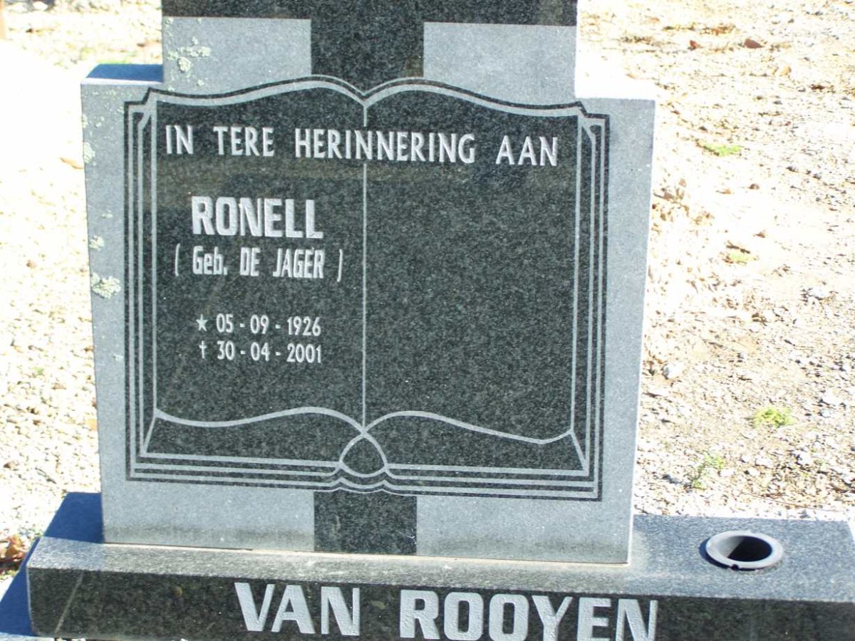 ROOYEN Ronell, van nee DE JAGER 1926-2001