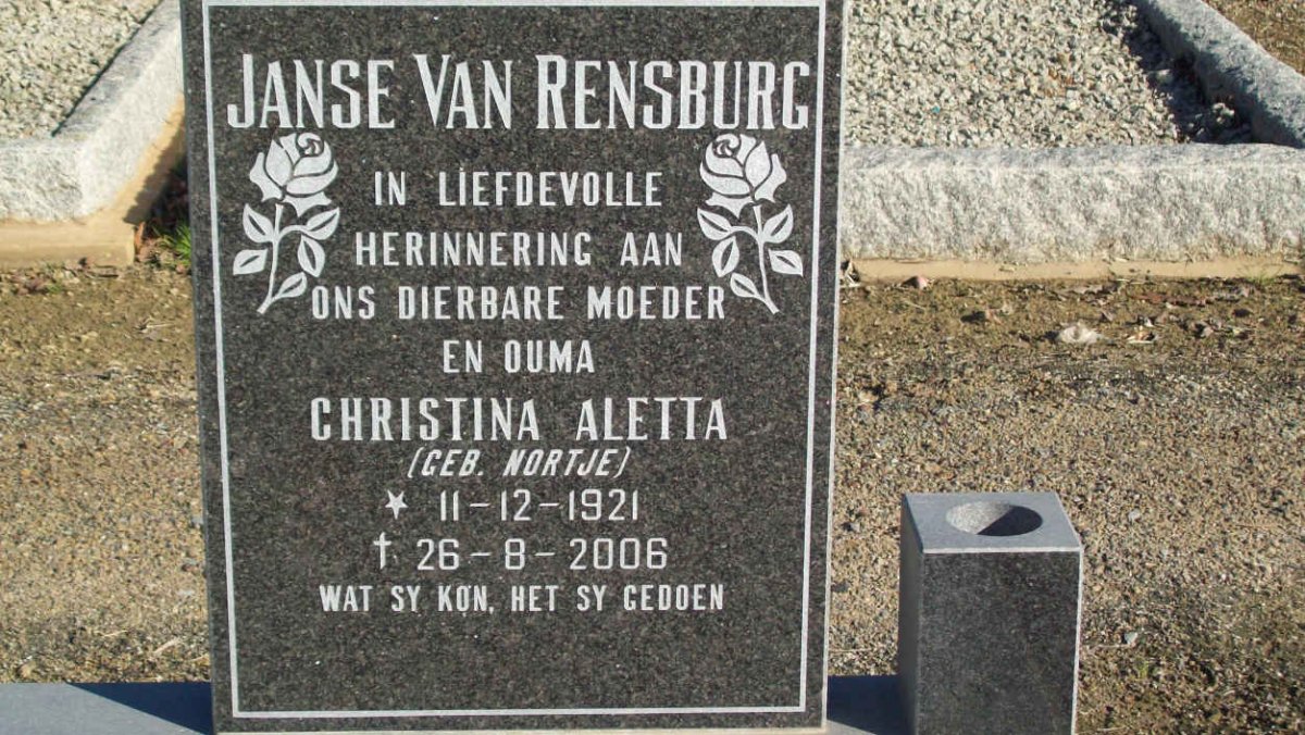 RENSBURG Christina Aletta, Janse van nee NORTJE 1921-2006