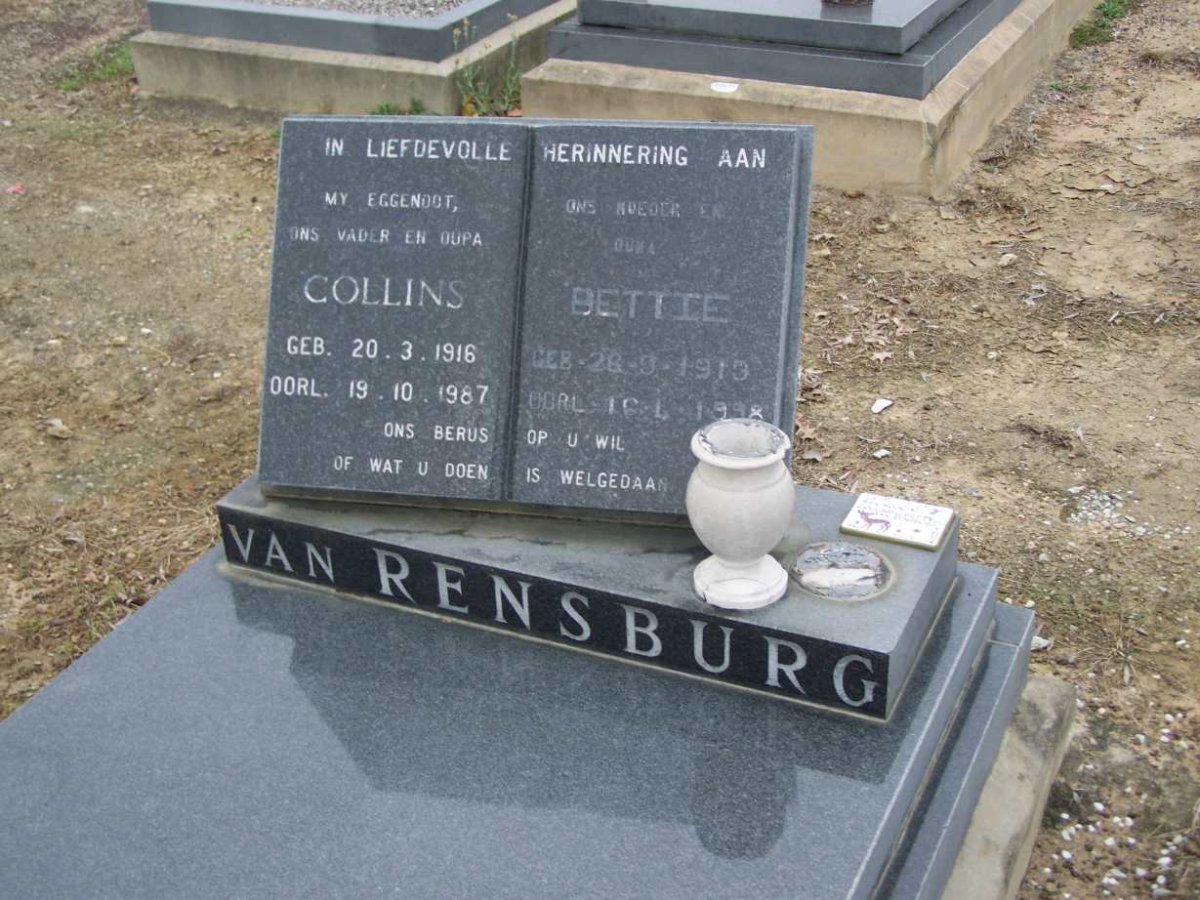 RENSBURG Collins, van 1916-1987 &amp; Bettie 1919-1998