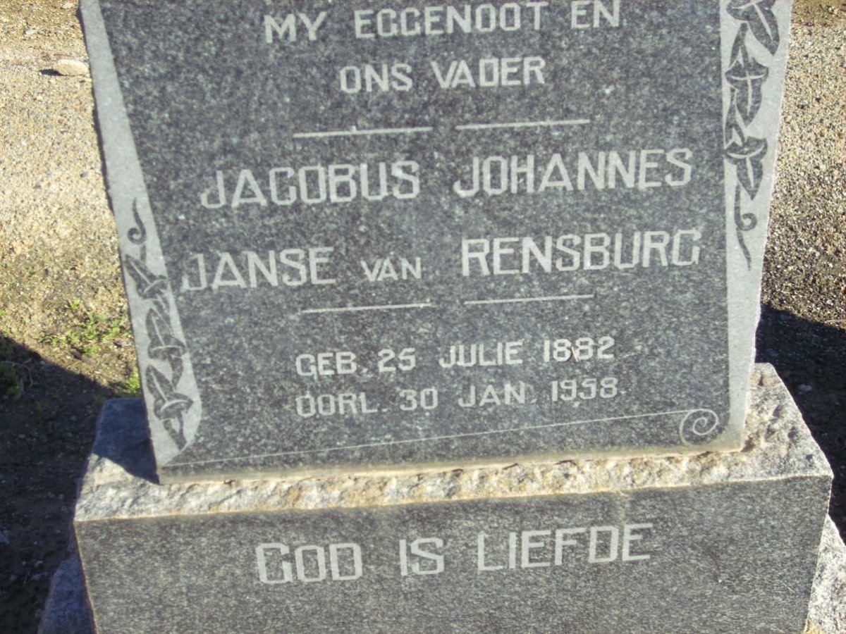 RENSBURG Jacobus Johannes, Janse van 1882-1958