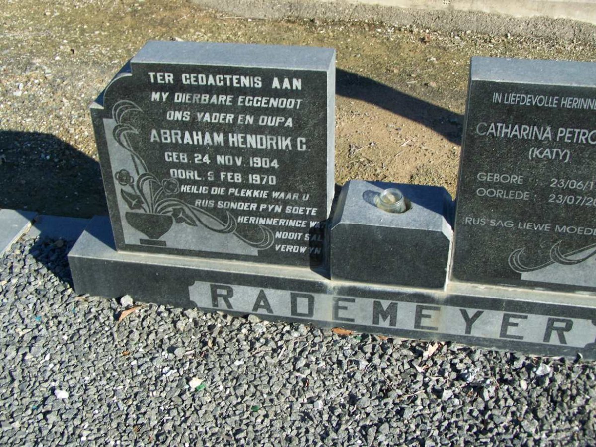RADEMEYER Abraham Hendrik C. 1904-1970 &amp; Catharina Petronella 1912-2001