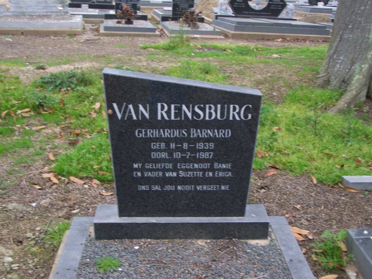 RENSBURG Gerhardus Barnard, van 1939-1987